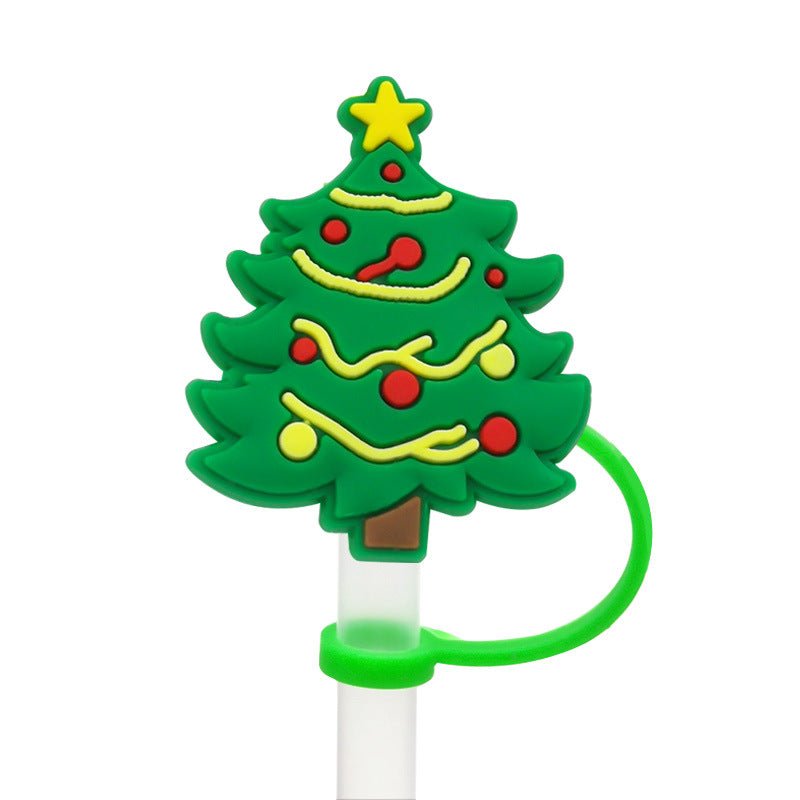 Wholesale 20pcs Cartoon Christmas Series Party Silicone Straw Caps Straw Decoration